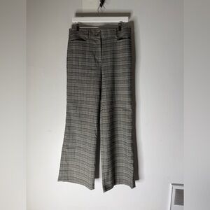 Loft High Waist Trouser Wide Leg Gray Plaid Size 8